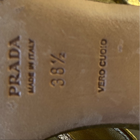 PRADA Metallic Gold Strappy Kitten Heel Sandals - Picture 7 of 7